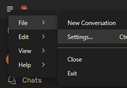 Select File then Settings.